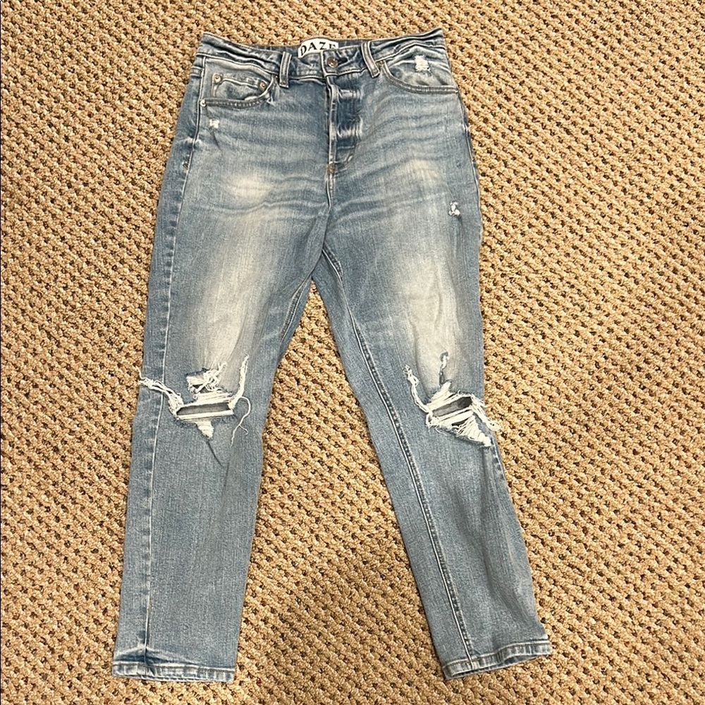 Women's Distressed Blue Jeans
